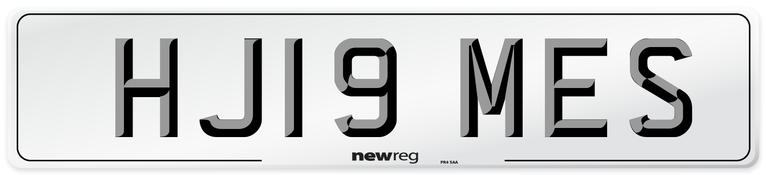 HJ19 MES Number Plate from New Reg